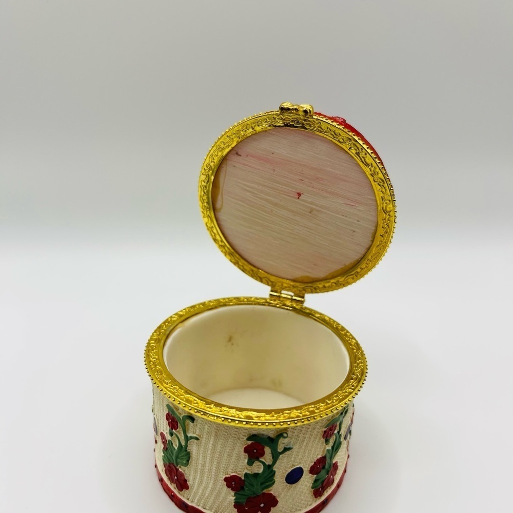 Red Hat Society Trinket Box Hinged Hat w/ Bow Floral Vintage - Picture 3 of 4